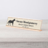 Moderne schwarze PferdeSilhouette Schreibtischnamensplakette (Vorderseite )