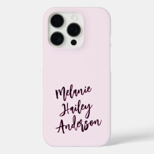 Moderne schwarze pinke personalisierte Monogramm-N iPhone 16 Pro Hülle