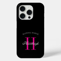 Moderne schwarze pinke weiße Monogramm Name