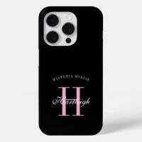 Moderne schwarze pinke weiße Monogramm Name