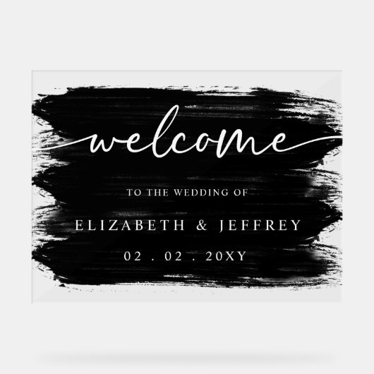 Moderne Schwarze Pinselstriche Hochzeitsstimmung Acrylschild (Vorderseite)