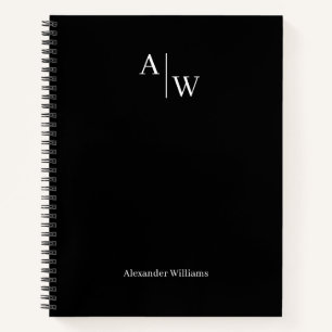 Moderne schwarze professionelle 2 Monogramm Anfang Notizblock