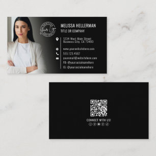 Moderne schwarze professionelle QR-Code-Foto-Logo Visitenkarte