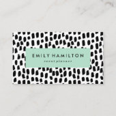 Moderne schwarze Punkte Minze grün Visitenkarte (Vorderseite)