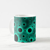 Moderne schwarze Punkte über Türkis Kaffeetasse (Vorderseite Links)