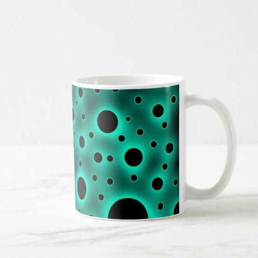 Moderne schwarze Punkte über Türkis Kaffeetasse (Rechts)