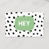 Moderne schwarze Punkte und grüne Blase sprechen m Visitenkarte (Vorderseite)