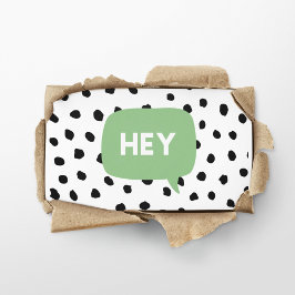 Moderne schwarze Punkte und grüne Blase sprechen m Visitenkarte