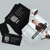 Moderne schwarze QR-Code-Foto-Kontaktkarte Visitenkarte