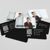 Moderne schwarze QR-Code-Foto-Kontaktkarte Visitenkarte