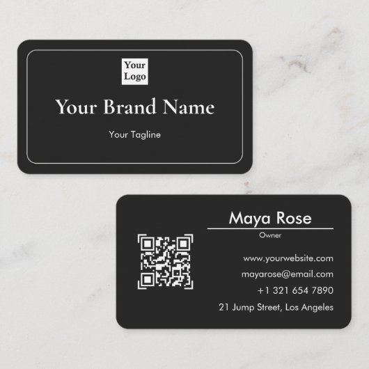 Moderne schwarze QR-Code-Visitenkarte mit individu Visitenkarte (Vorne/Hinten)