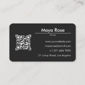 Moderne schwarze QR-Code-Visitenkarte mit individu Visitenkarte (Rückseite)