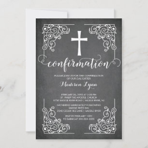 Moderne schwarze Rahmen Kreuz Firmungs Einladung