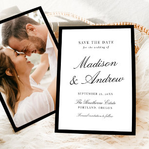 Moderne Schwarze Rand Foto Hochzeit Save The Date