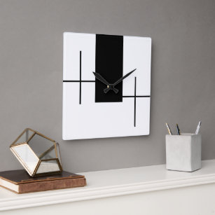 Moderne schwarze rechteckige Box Quadratische Wanduhr