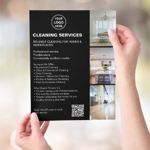 Moderne schwarze Reinigungsdienstleistungen Foto-L Flyer