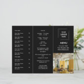 Moderne schwarze Restaurant-Foto-Abholmenü-Design (Stehend Vorderseite)