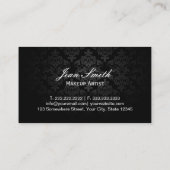 Moderne schwarze Ribbon Damask Makeup Artist Visitenkarte (Rückseite)
