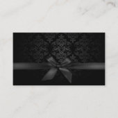 Moderne schwarze Ribbon Damask Makeup Artist Visitenkarte (Vorderseite)