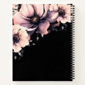 Moderne schwarze rosa Blumen-Monogramm-Initialen Notizblock (Rückseite)