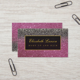 Moderne schwarze rosa glänzende Schönheits-Makeup- Visitenkarte