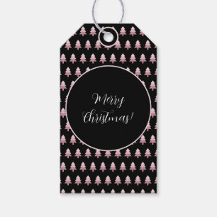 Moderne schwarze rosa Ombre-Weihnachtsbaum-Muster Geschenkanhänger