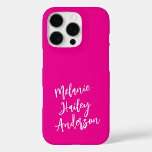 Moderne schwarze rosa personalisierte Monogramm-Na iPhone 16 Pro Hülle