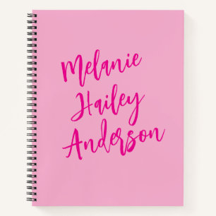 Moderne schwarze rosa personalisierte Monogramm Na Notizblock