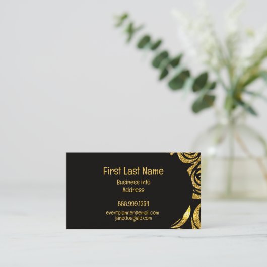 Moderne Schwarze Rose Elegant Visitenkarte (Stehend Vorderseite)