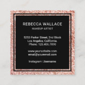 Moderne Schwarze Rose Gold Glitzer Liften Makeup A Quadratische Visitenkarte (Rückseite)