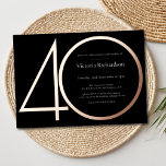 Moderne Schwarze Rose Gold Minimalistisch 40. Gebu Folieneinladung<br><div class="desc">Moderne Schwarze Rose Gold Minimalistisch 40. Geburtstag Foil Einladung. Erhöhen Sie Ihre Geburtstagsfeier mit unserer minimalistisch-schwarzen Einladung, die wunderschön mit echten Goldfolienakzenten der Rose geschmückt ist, die Eleganz und Charme ausstrahlen. Dieses elegante Design hebt Ihr individuelles Foto hervor und fügt eine persönliche Touch hinzu, die jede Einladung einzigartig und unvergesslich...</div>