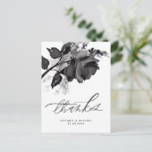 Moderne Schwarze Rose Hochzeit Vielen Dank Postkarte (Stehend Vorderseite)