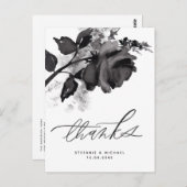 Moderne Schwarze Rose Hochzeit Vielen Dank Postkarte (Vorne/Hinten)