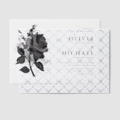 Moderne Schwarze Rose Minimalistische Hochzeit Pergament Einladungen (Versetzt (Einladung))