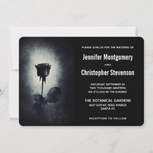 Moderne schwarze Rose mit Blutstropfen Hochzeit Einladung