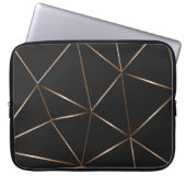 Moderne schwarze Rossold-Polygonal-Formen Textur Laptopschutzhülle (Vorderseite)