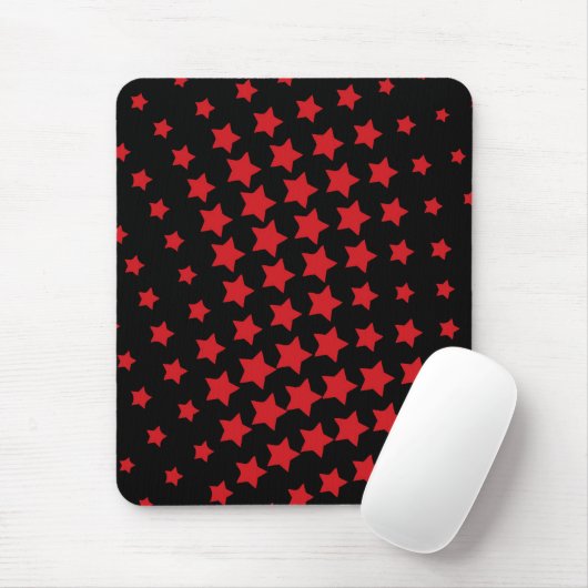 Moderne, schwarze, rote, abstrakte Sterne Mousepad (Mit Mouse)