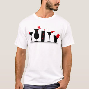 Moderne schwarze rote Cocktail-Mischgetränke tropi T-Shirt