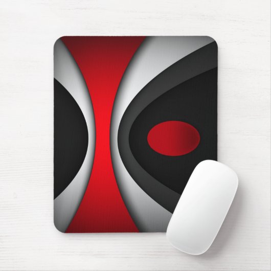 Moderne, schwarze, rote, graue, weiße, abstrakte mousepad (Mit Mouse)