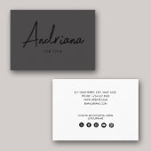 Moderne schwarze rustikale Script Social Media Visitenkarte