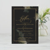 Moderne schwarze Sage Custom Wasserfarbe Einladung (Stehend Vorderseite)