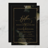 Moderne schwarze Sage Custom Wasserfarbe Einladung (Vorne/Hinten)