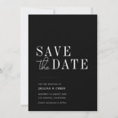 moderne Schwarze Save the Date-Karte Einladung (Vorderseite)