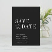 moderne Schwarze Save the Date-Karte Einladung (Stehend Vorderseite)