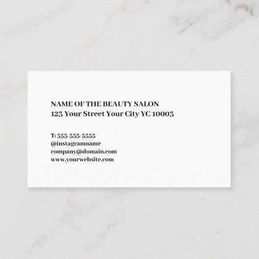 Moderne schwarze Scheren Haarstylistin Visitenkarte (Rückseite)