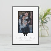Moderne schwarze Schleife Weihnachtsfoto Feiertagskarte (Stehend Vorderseite)