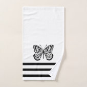 Moderne schwarze Schmetterlinge u. Streifen Badhandtuch Set (Handtuch)