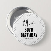 Moderne schwarze Schrift 30. Geburtstag Chic & Min Button (Vorne & Hinten)