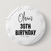 Moderne schwarze Schrift 30. Geburtstag Chic & Min Button (Vorderseite)