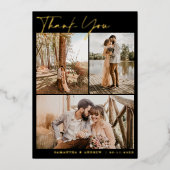 Moderne Schwarze Schrift 6 Fotos Hochzeit Folieneinladung (Vorderseite)